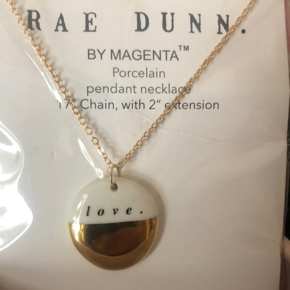 RAE DUNN PORCELAIN PANDANT NECKLACE W/ 17" CHAIN & 2" EXTENTION AND A PINK CUP - Picture 2 of 4